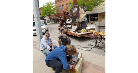 (Photo Credit: Dana Jelinek)  Tom Ziller and his team on a day of sculpture installations in 2022